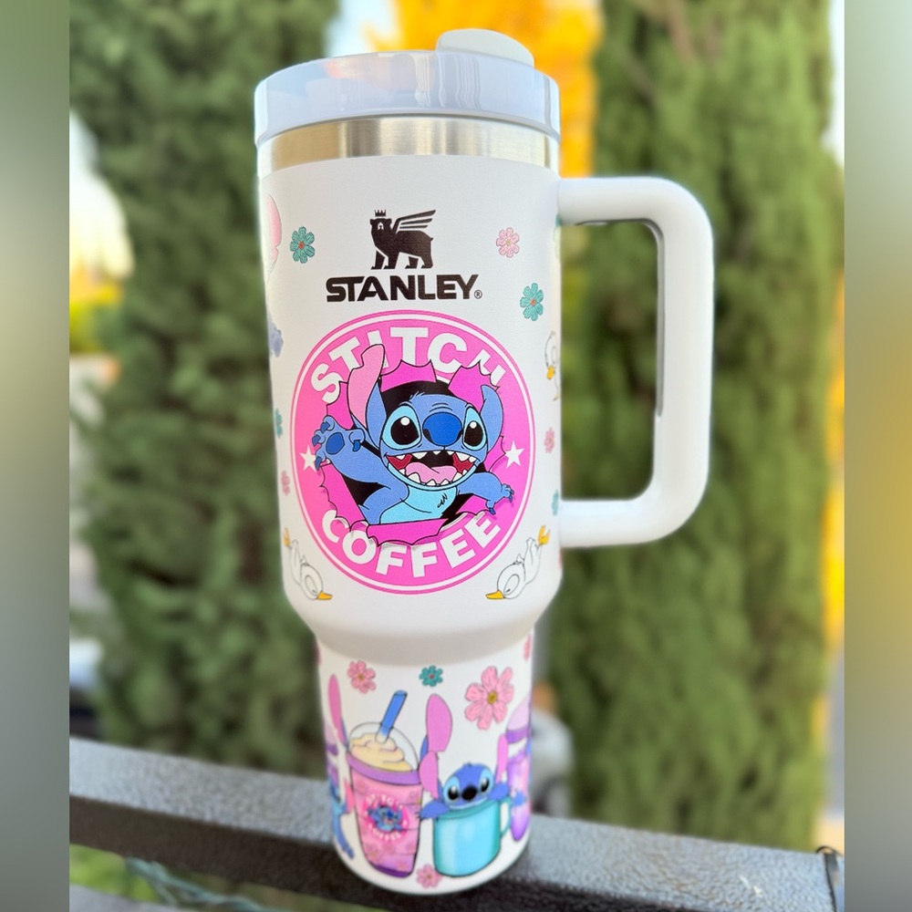 Stitch Cofee Stanley Tumbler 40oz- Disney Inspired White Cup